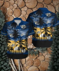 Nashville Predators Short Sleeve Button Up Tropical Shirt Hawaiian Shirt