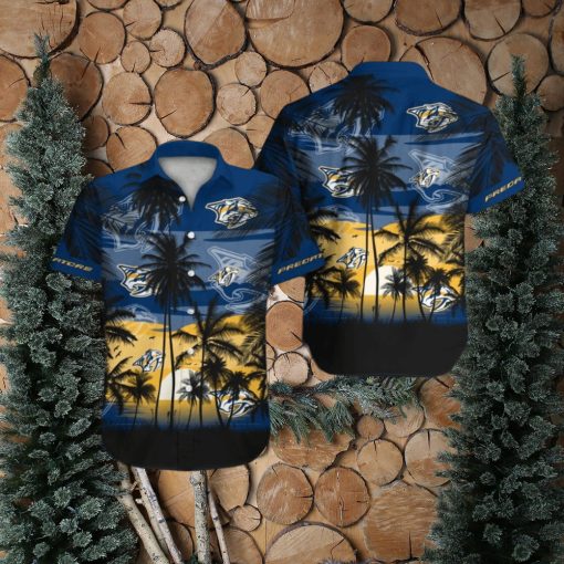 Nashville Predators Short Sleeve Button Up Tropical Shirt Hawaiian Shirt