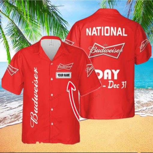 National Budweiser Day Jan 1 Dec 31 Custom Name Men And Women Hawaiian Shirt