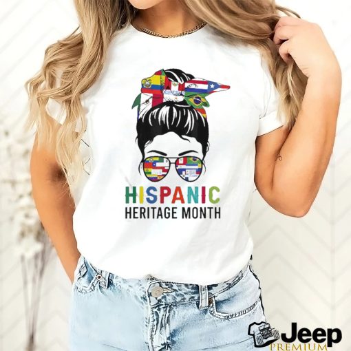 National Hispanic Heritage Month Messy Bun Latin Flags Shirt