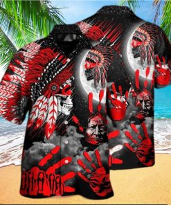 Native American Halloween Red Skull Moon Night Style – Halloween Hawaiian Shirt