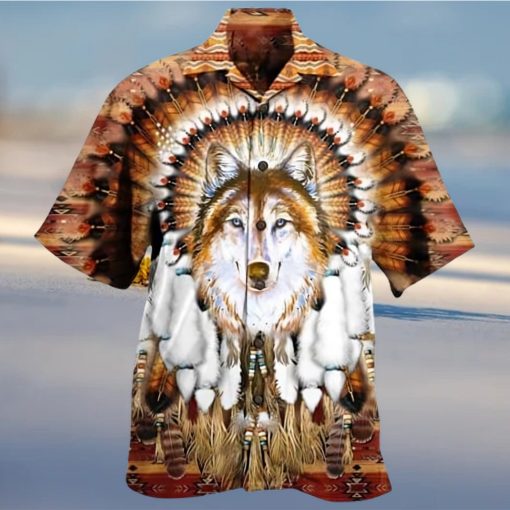 Native American Wolf Feather Headdress Edition Hawaiian 3D Hawaii Shirts