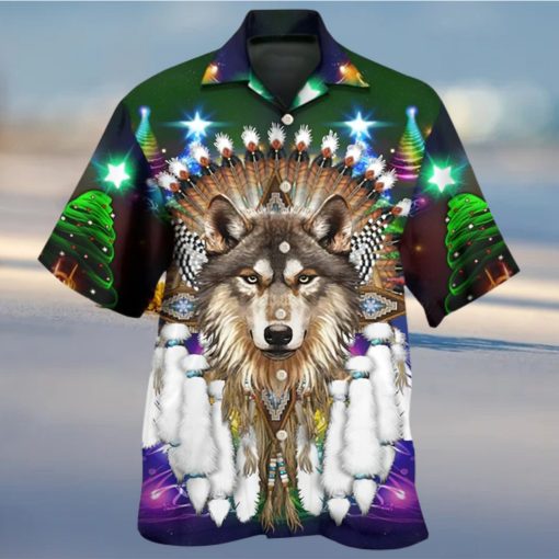 Native Wolf And Merry Christma 3D Hawaii Shirt All Over Print Us Size Best Price