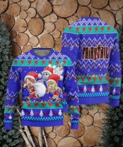 Natsu x Lucy x Happy Anime Ugly Christmas Sweater Custom Fairy Tail Xmas Gift