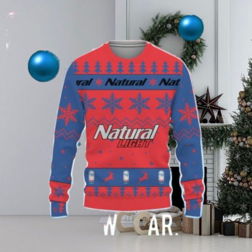 Natural Light Beers Big Snowflake Pattern Ugly Christmas 3D Sweater For Men And Women