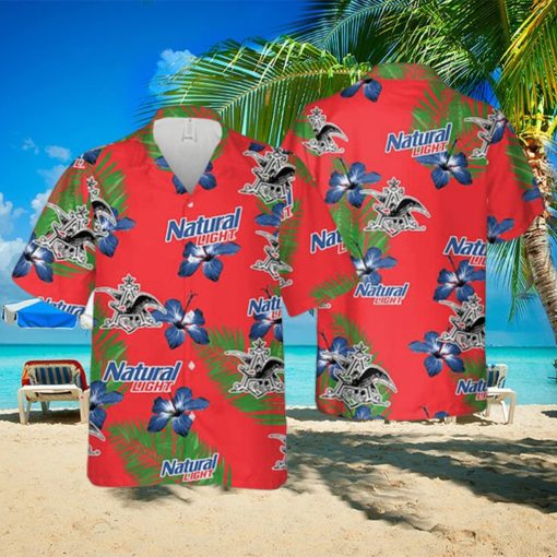 Natural Light Hawaiian Shirt Hibiscus Flower Pattern Beach Summer Shirt