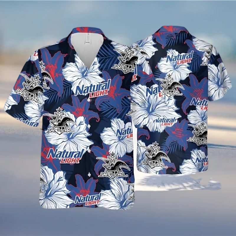 Natural Light Hawaiian Shirt Tropical Flower Pattern Beach Gift For Friend