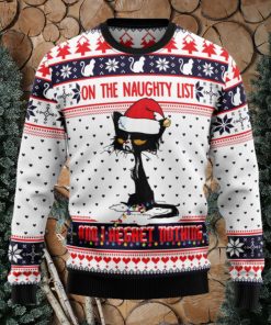 Naughty List Cat Meow Ugly Christmas Sweater Thankgiving Gift Men Women