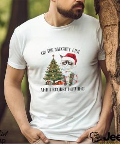 Naughty List I Regret Nothing Funny Christmas Cat Classic T Shirt