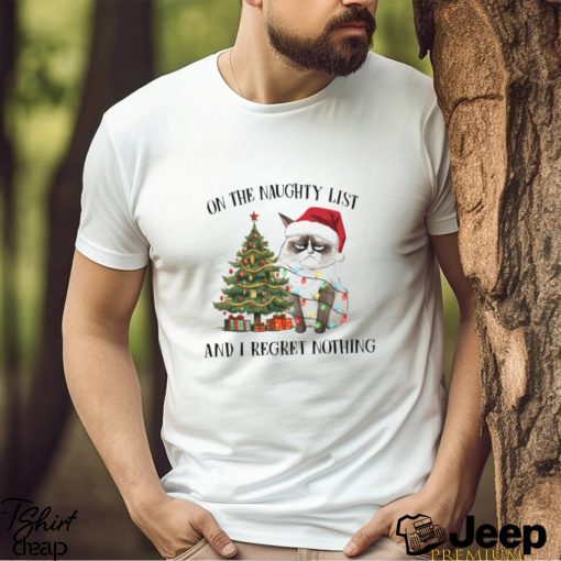 Naughty List I Regret Nothing   Funny Christmas Cat Classic T Shirt