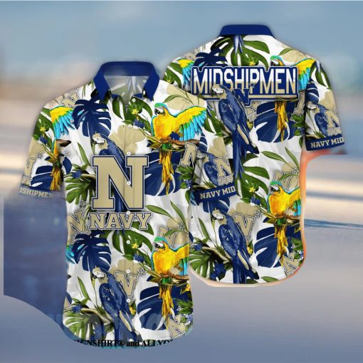 Navy Midshipmen NCAA Flower All Over Print Hawaiian Shirt