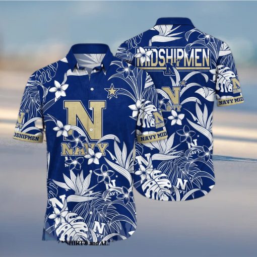 Navy Midshipmen NCAA Flower Classic Full Printed Hawaiian Shirt