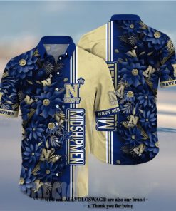 Navy Midshipmen NCAA Flower Classic Full Printing Hawaiian Shirt