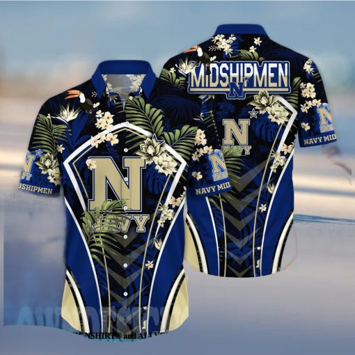 Navy Midshipmen NCAA Flower Unisex Hawaiian Shirt