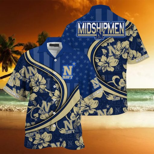 Navy Midshipmen NCAA Us Flag Hawaiian Shirt Custom Summer Aloha Shirt