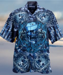 Navy Skull Hawaiian Shirt