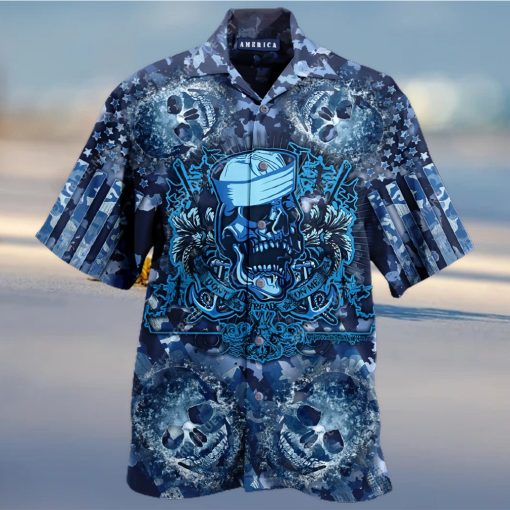 Navy Skull Hawaiian Shirt