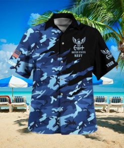 Navy Veteran Hawaiian Shirt Camo Blue Authentic Personalized Gift For Men And Women