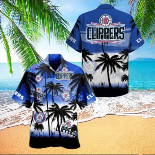 Nba Los Angeles Clippers Blue White Palm Tree Trendy Hawaiian Shirt Aloha Shirt