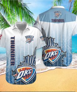 Nba Oklahoma City Thunder Bright Blue Scratch Trendy Hawaiian Shirt Aloha Shirt