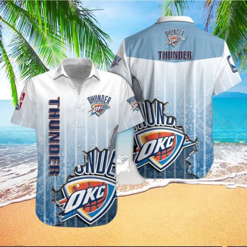 Nba Oklahoma City Thunder Bright Blue Scratch Trendy Hawaiian Shirt Aloha Shirt