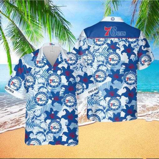 Nba Philadelphia 76Ers Tropical Lily Flowers Trendy Hawaiian Shirt V2 Aloha Shirt