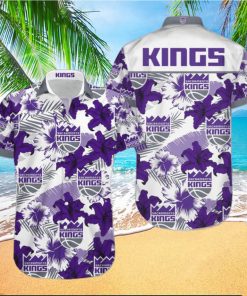 Nba Sacramento Kings Purple Tropical Flowers Trendy Hawaiian Shirt V3 Aloha Shirt