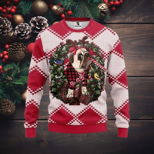 Ncaa Alabama Crimson Tide Pug Dog Ugly Christmas Sweater, All Over Print Sweatshirt, Ugly Sweater, Christmas Sweaters, Hoodie, Sweater