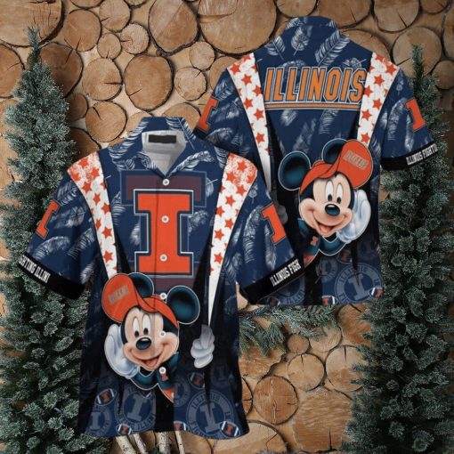 Ncaa Illinois Fighting Illini Mickey Mouse Trendy Hawaiian Shirt