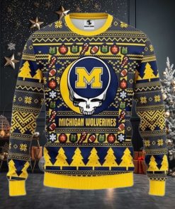 Ncaa Michigan Wolverines Grateful Dead Ugly Christmas Sweater All Over