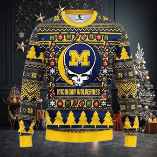 Ncaa Michigan Wolverines Grateful Dead Ugly Christmas Sweater All Over