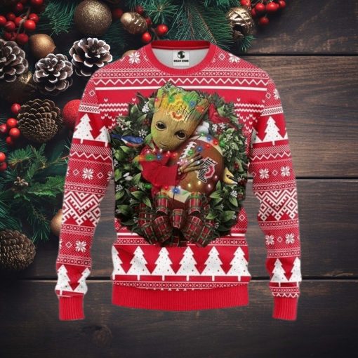 Ncaa Ohio State Buckeyes Groot Hug Ugly Christmas Sweater, All Over Print Sweatshirt, Ugly Sweater, Christmas Sweaters, Hoodie, Sweater