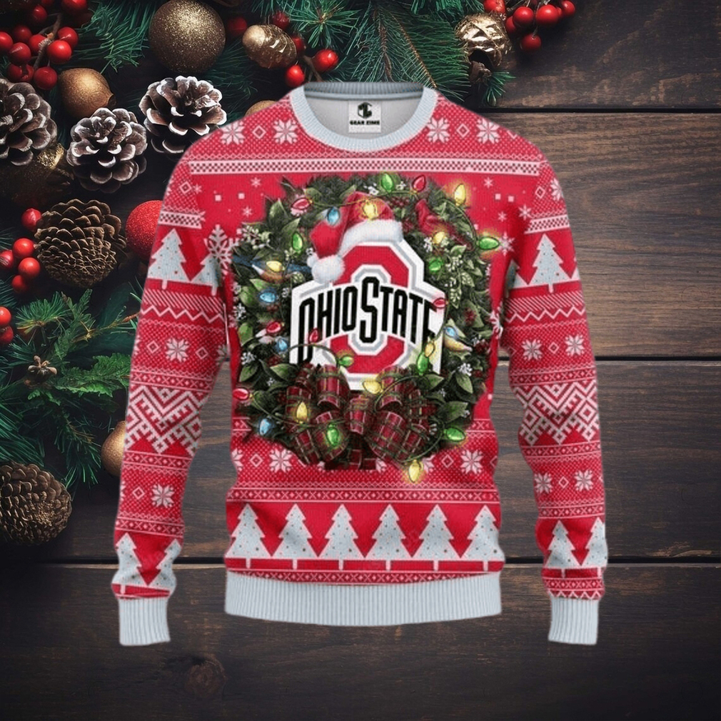 Ncaa Ohio State Buckeyes Logo Light Ugly Christmas Sweater, All Over Print Sweatshirt, Ugly Sweater, Christmas Sweaters, Hoodie, Sweater