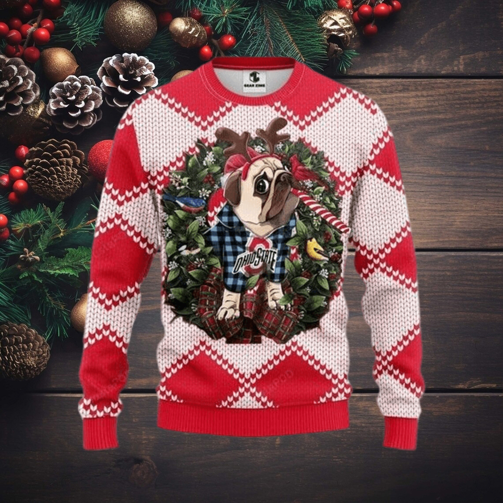 Ncaa Ohio State Buckeyes Pug Dog Ugly Christmas Sweater, All Over Print Sweatshirt, Ugly Sweater, Christmas Sweaters, Hoodie, Sweater