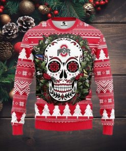 Ncaa Ohio State Buckeyes Skull Flower Ugly Christmas Sweater, All Over Print Sweatshirt, Ugly Sweater, Christmas Sweaters, Hoodie, Sweater