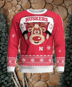 Nebraska Cornhuskers Cute Reindeer Ugly Christmas Sweater Christmas Party Gift