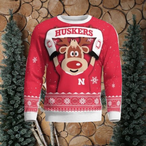 Nebraska Cornhuskers Cute Reindeer Ugly Christmas Sweater Christmas Party Gift