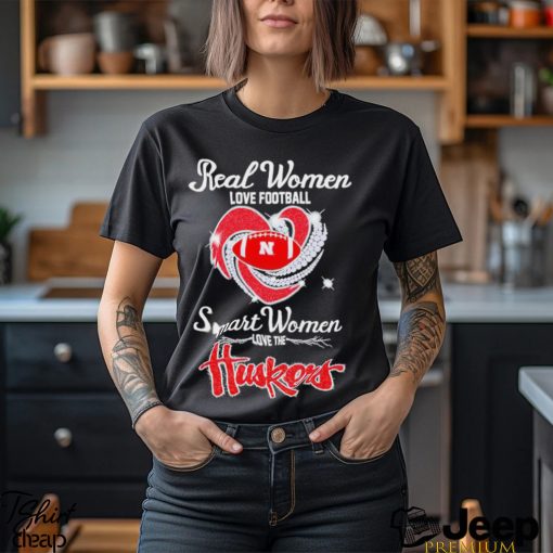 Nebraska Cornhuskers Real Women Love Football Smart Women Love The Huskers Diamond Love Shirt