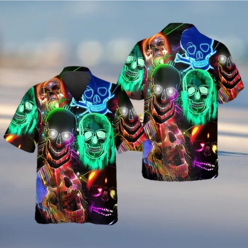 Neon Light Skull Hawaiian Shirt