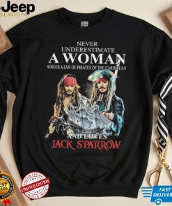 Never Underestimate Who Is A Fan Of Pirates Of The Caribbean And Loves Jack Sparrow Shirt