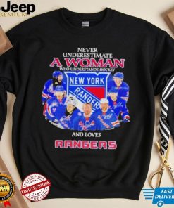 Never underestimate a woman who understands hockey and love New York Rangers 2023 signatures shirt