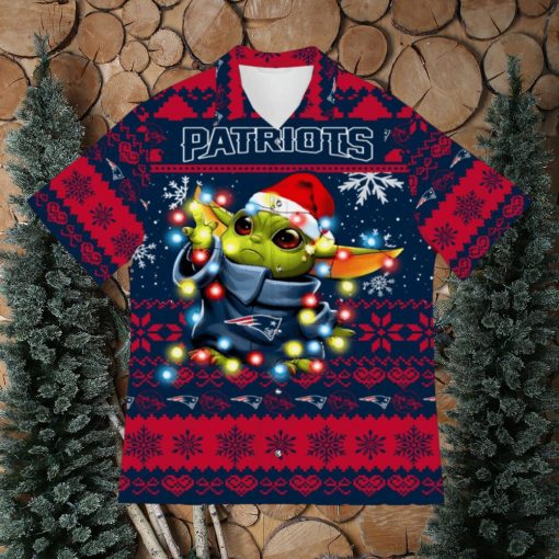 New England Patriots Baby Yoda Star Wars Sports Football Christmas Pattern 3D Hawaiian Shirt
