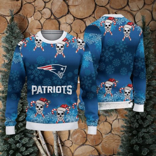 New England Patriots Christmas Skull 3D Bauble Knitted Sweater For Winter