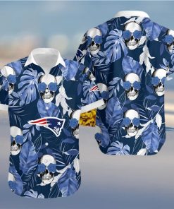 New England Patriots Coconut Leaves And Skulls Hawaiian Shirt