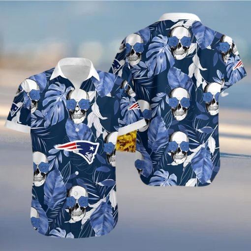 New England Patriots Coconut Leaves And Skulls Hawaiian Shirt