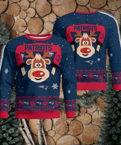 New England Patriots Cute Reindeer Ugly Christmas Sweater Christmas Party Gift