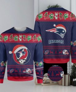 New England Patriots Grateful Dead SKull And Bears Ugly Christmas Sweater