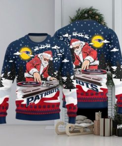 New England Patriots Logo Knitted Funny DJ Santa Ugly Christmas Sweater