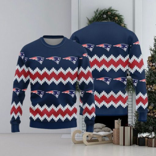 New England Patriots Logo Knitted Pattern Ugly Christmas Sweater