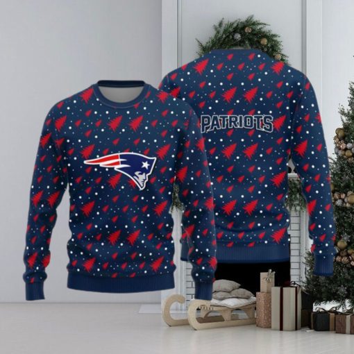 New England Patriots Logo Knitted Pine Tree Patterns Pattern Ugly Christmas Sweater